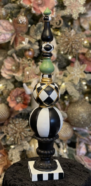 HARLEQUIN GREEN BLACK WHITE FINIAL LARGE RSM002