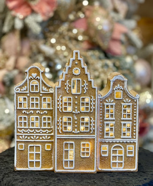 GINGERBREAD VILLAGE LED 3 HOUSE RTM628 