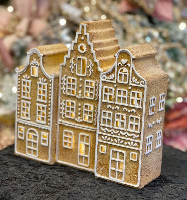 GINGERBREAD VILLAGE LED 3 HOUSE RTM628 