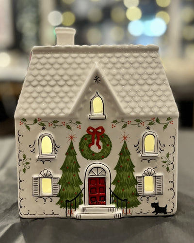 POINSETTIA GARDEN LED WHITE ROOF CHRISTMAS HOUSE RTM656