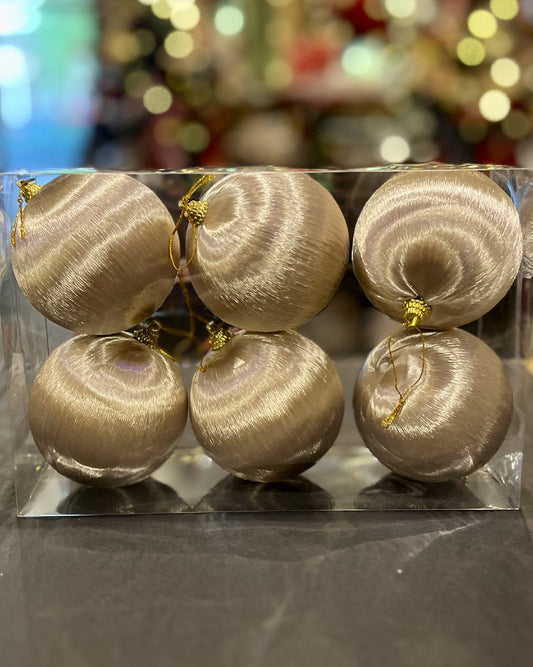 CHAMPAGNE SILK BALL HANGING BOX OF 6 RTW204