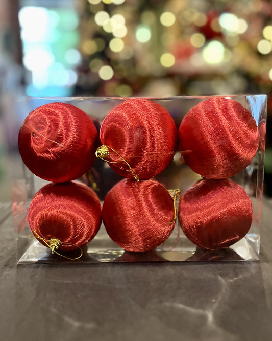 RED SILK BALL HANGING BOX OF 6 RTW205