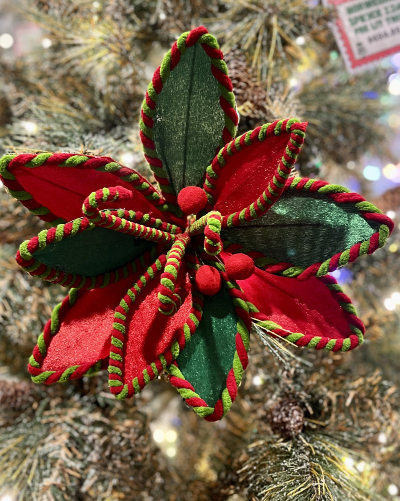 RED GREEN ROPE POINSETTIA RXD045