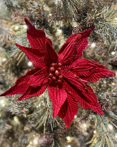 DEEP RED GLITTER POINSETTIA RXD142