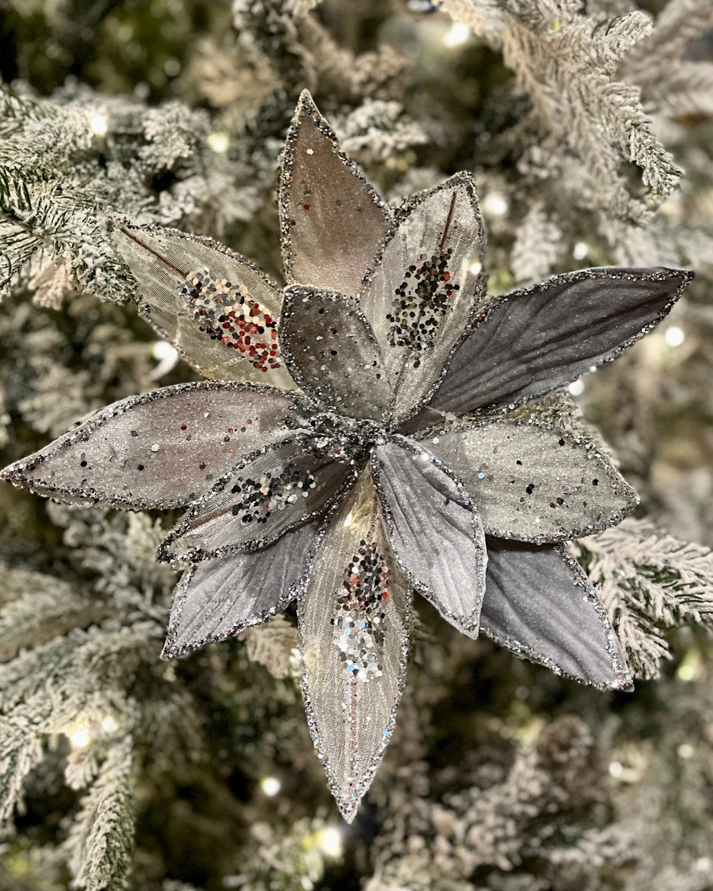 SILVER VELVET & MESH POINSETTIA RXD238