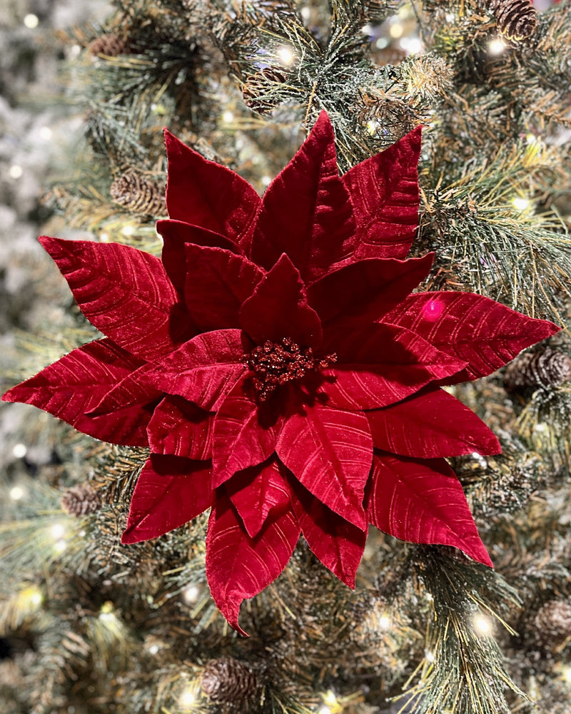 LARGE RED VELVET POINSETTIA RXD358