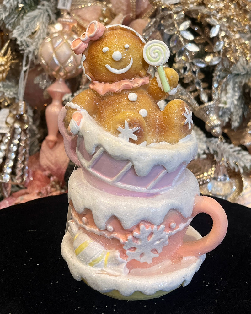 TWO TEACUP PASTEL GINGERBREAD STACK RXY018