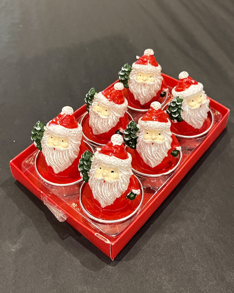 SET OF 6 SANTA TEALIGHT CANDLES RXZ042