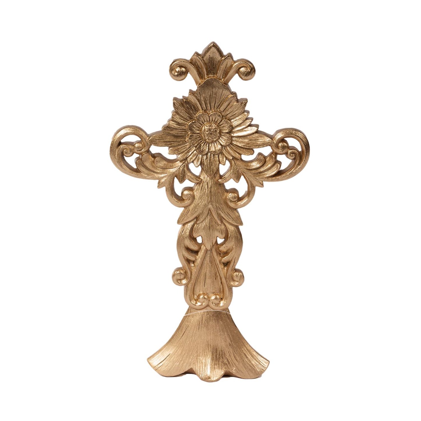 Ornate Gold Cross on Stand QAA021