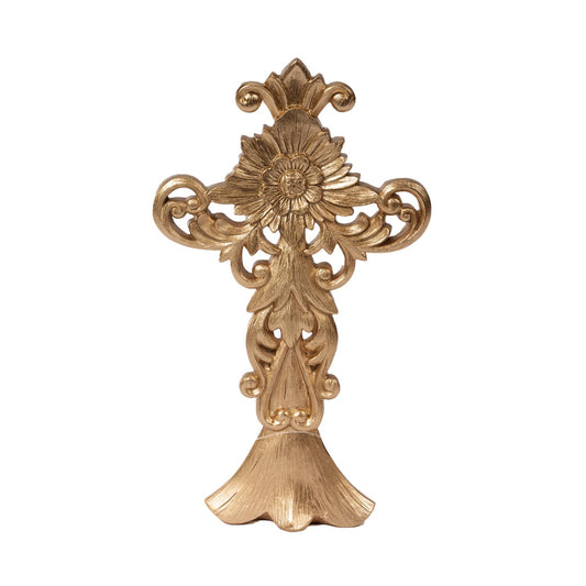 Ornate Gold Cross on Stand QAA021