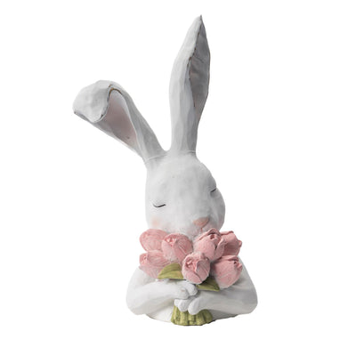 30CM BUNNY BUST PINK FLOWER QAA0028