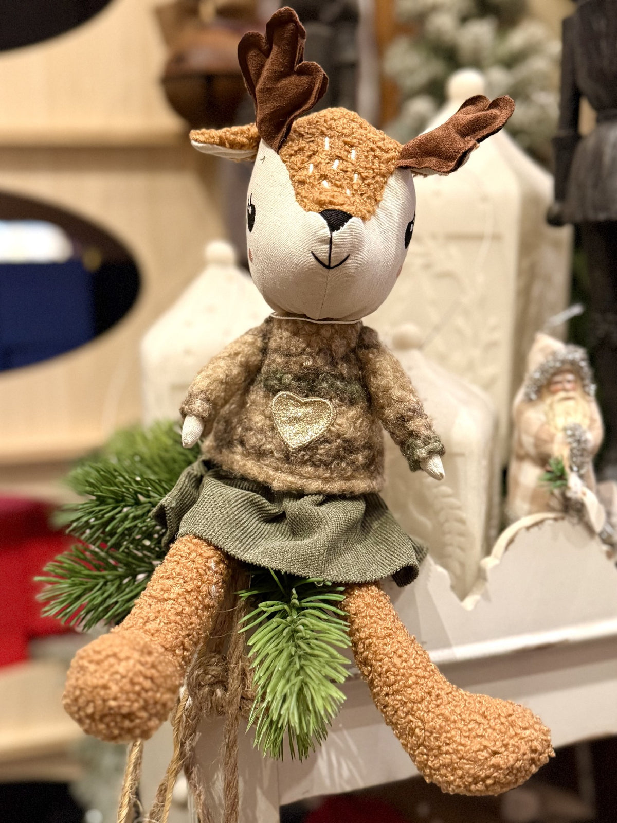 Vixen Sitting Jumper Deer Fab Dcor 36cm XM1525