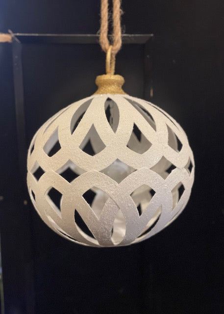 Large White Lattice Metal Round Hanging Bell XM2429