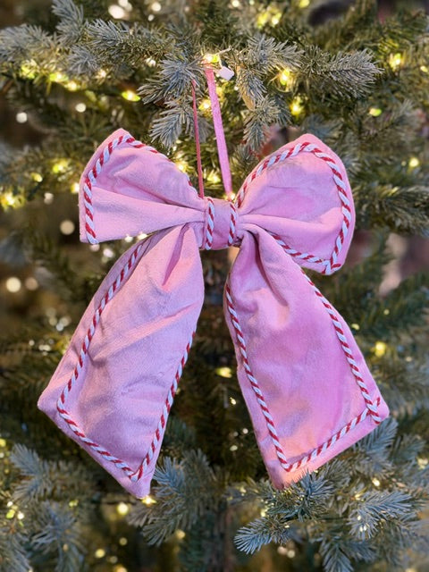 PINK CANDY STRIPE EDGE BOW HANGING XM1500