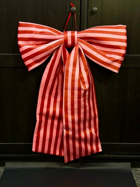 PINK RED STRIPE HANGING BOW XM1502