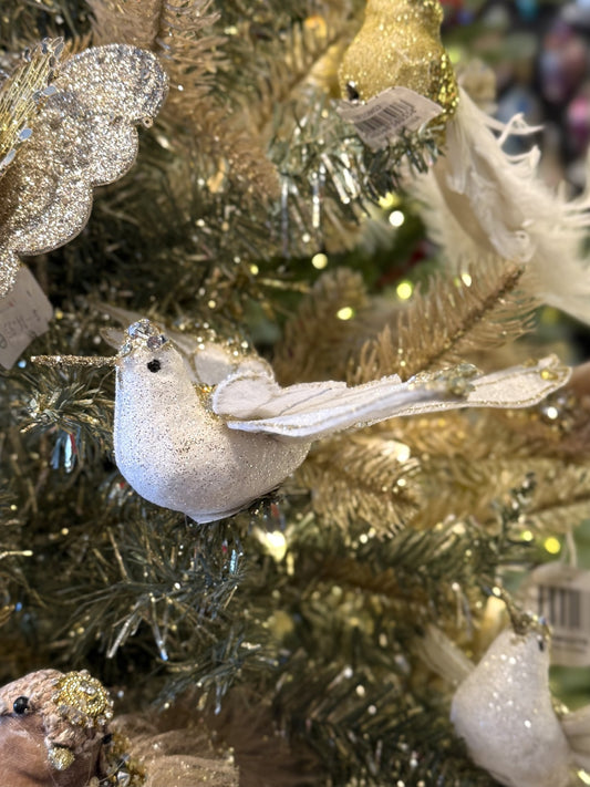 White Velvet Clip On Hummingbird 19x21cm XM1595
