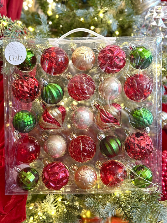 25 PIECE TRADITIONAL BOXED 6CM ORNAMENTS XM2419
