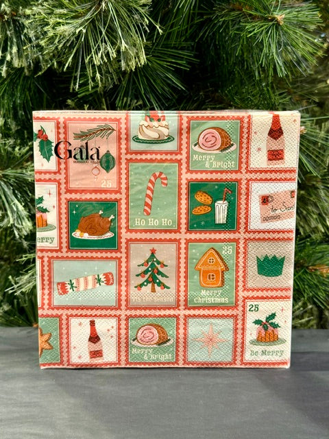 CHRISTMAS STAMPS 20PK 3 PLY NAPKINS XM2412
