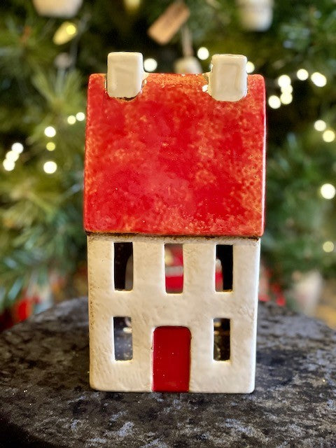 ALSACE TEA LIGHT TALL CHALET RED/WHITE YA0003