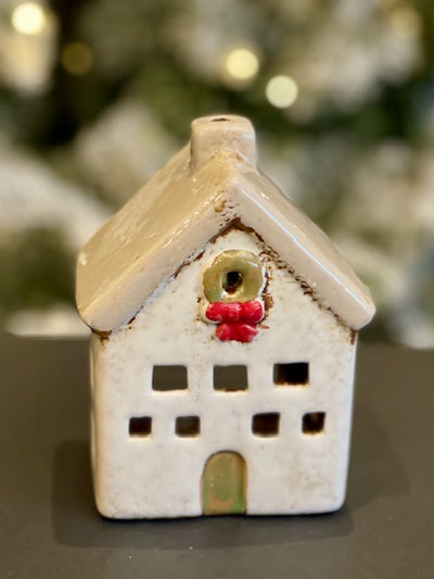 ALSACE STONEWARE TEALIGHT CHRISTMAS STONE VILLA YA0062