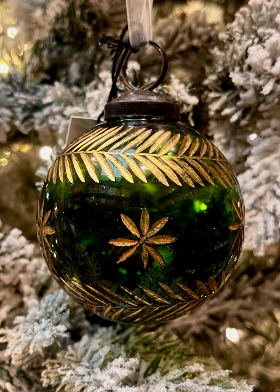 AMINA GREEN & GOLD GLASS BAUBLE SO0194