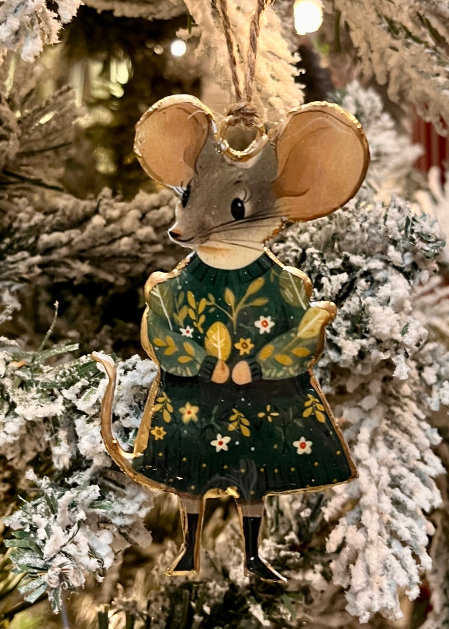 Edna Forest Green Hanging Mouse LT0160
