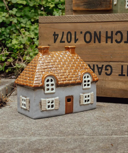 STONEWARE TEALIGHT HOUSE - COTSWOLD BLUE COTTAGE YA0093