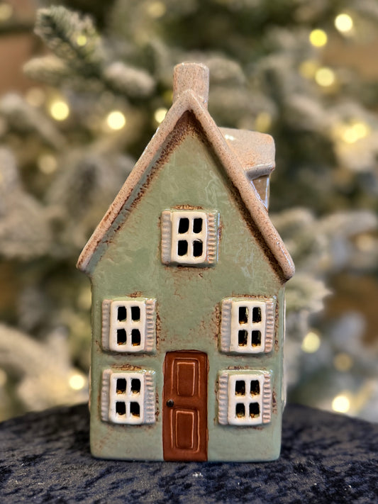 Devon Tea Light Cottage Tall Sage YA0112
