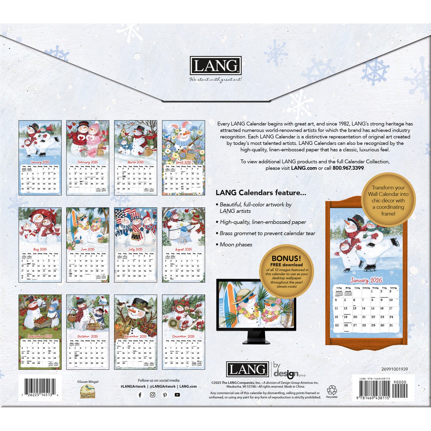 LANG CALENDAR 2026 - SAM SNOWMAN 