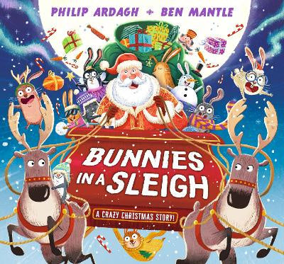 BUNNIES IN A SLEIGH HARD COVER BOOK