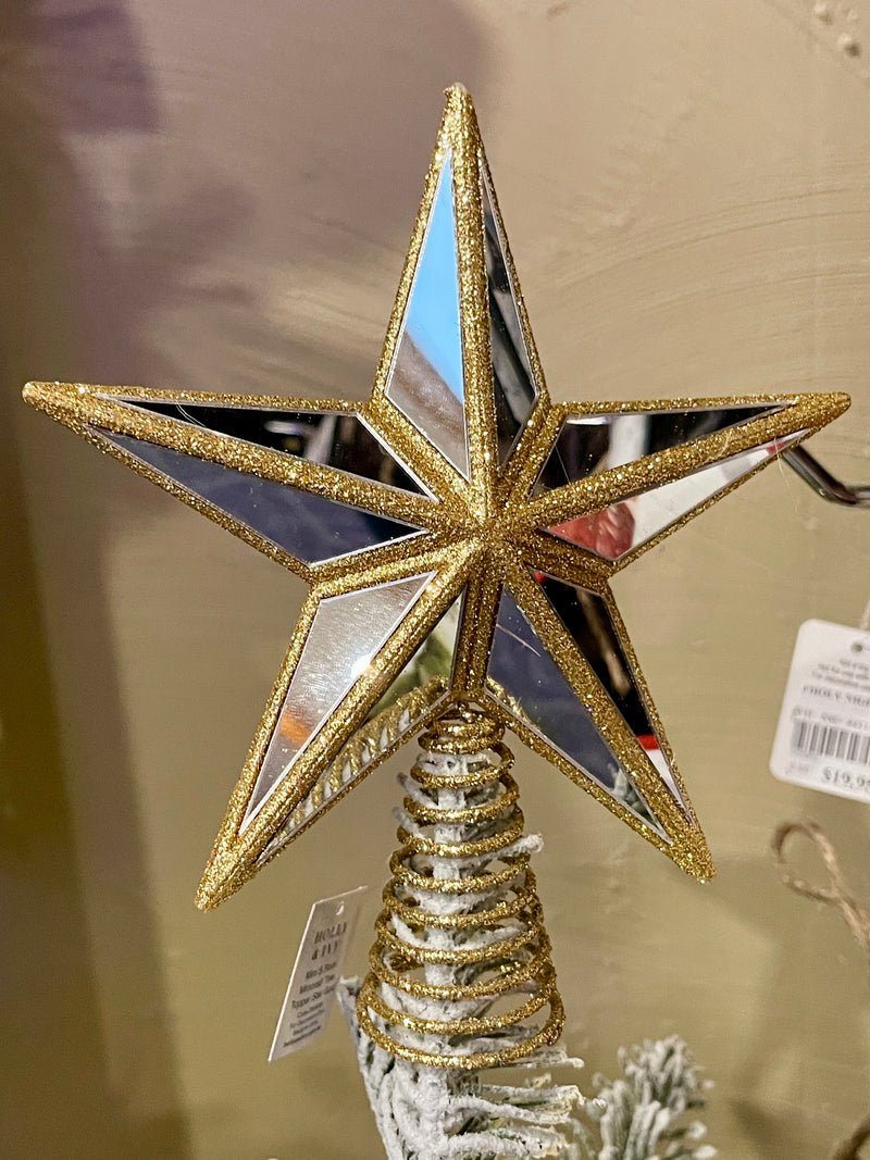 MINI 5 POINT MIRRORED TREE TOPPER STAR GOLD DXM085
