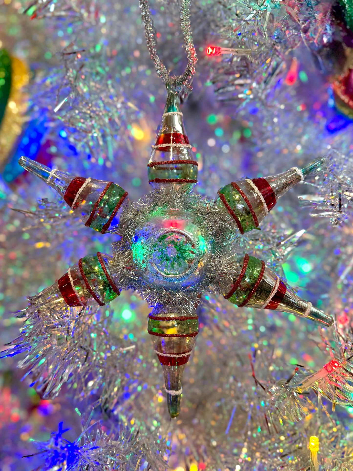 MERCURY LOOK VINTAGE FINIAL STAR HANGING ORNAMENT 4124512