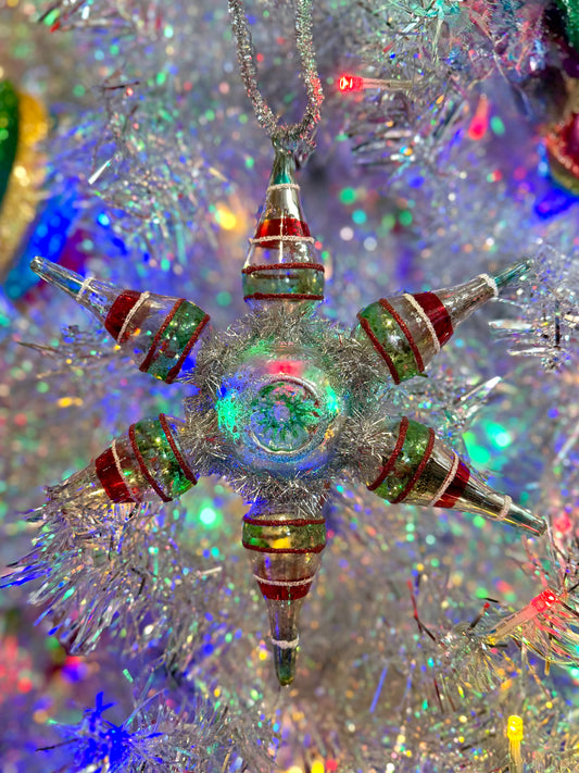 MERCURY LOOK VINTAGE FINIAL STAR HANGING ORNAMENT 4124512