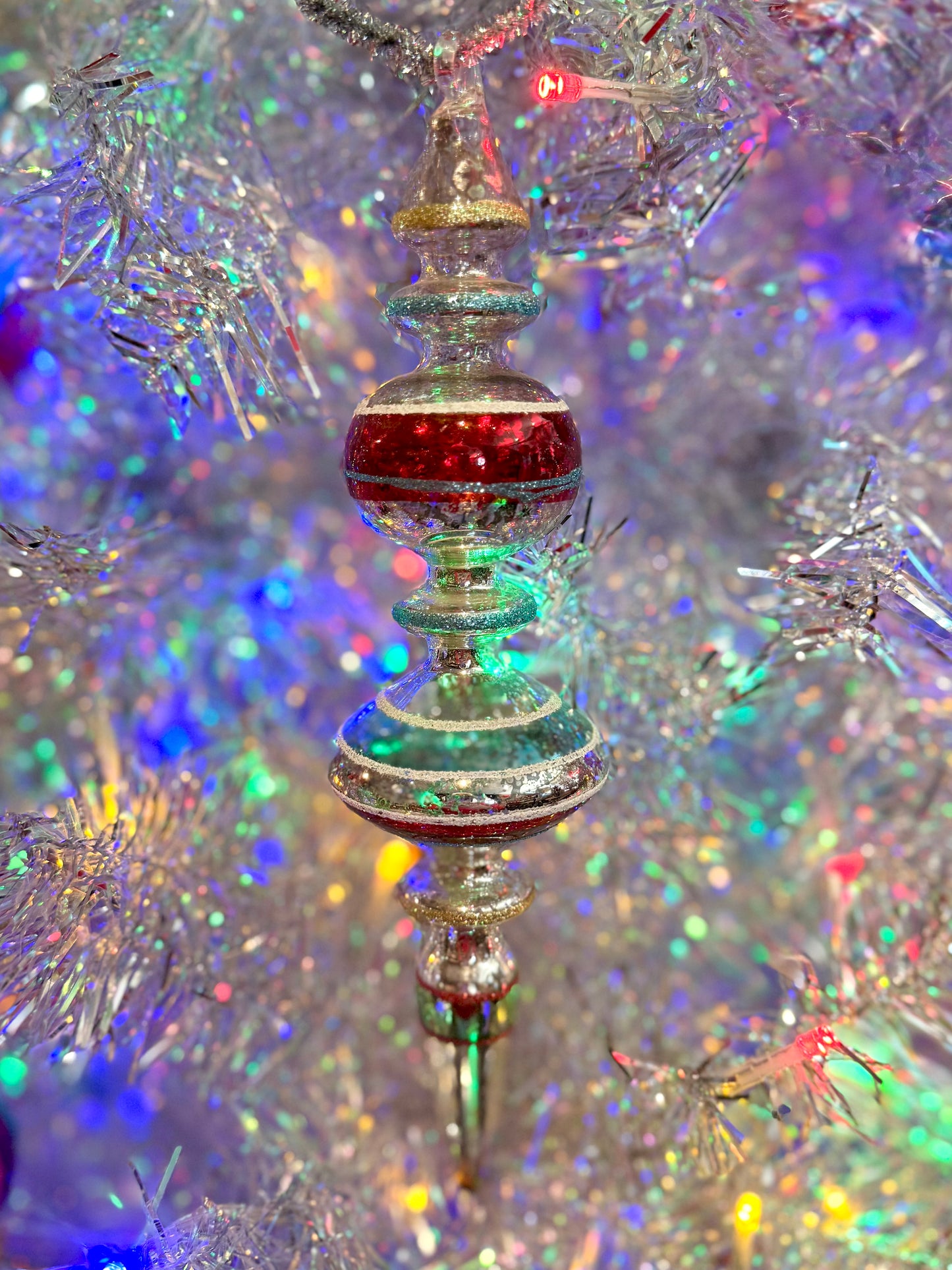 STRIPED MERCURY FINIAL GLASS ORNAMENT 4124510B