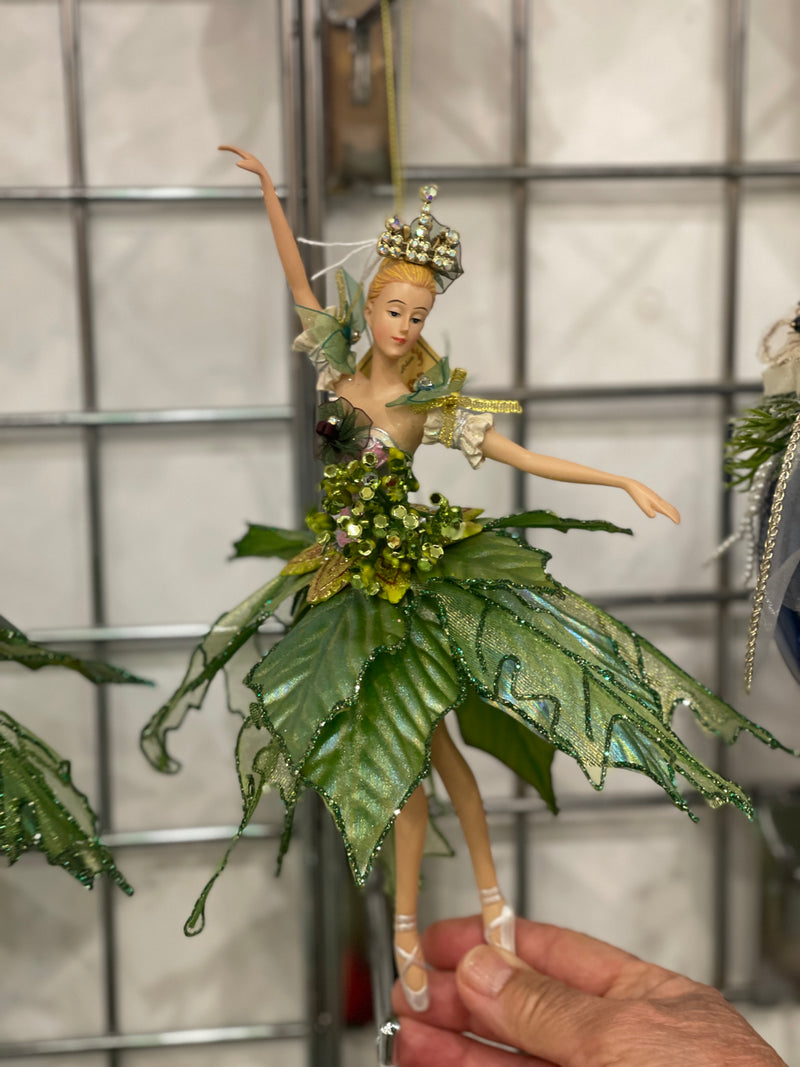 MARK ROBERTS GREEN BALLERINA WITH ARMS DOWN ORNAMENT 36-54232