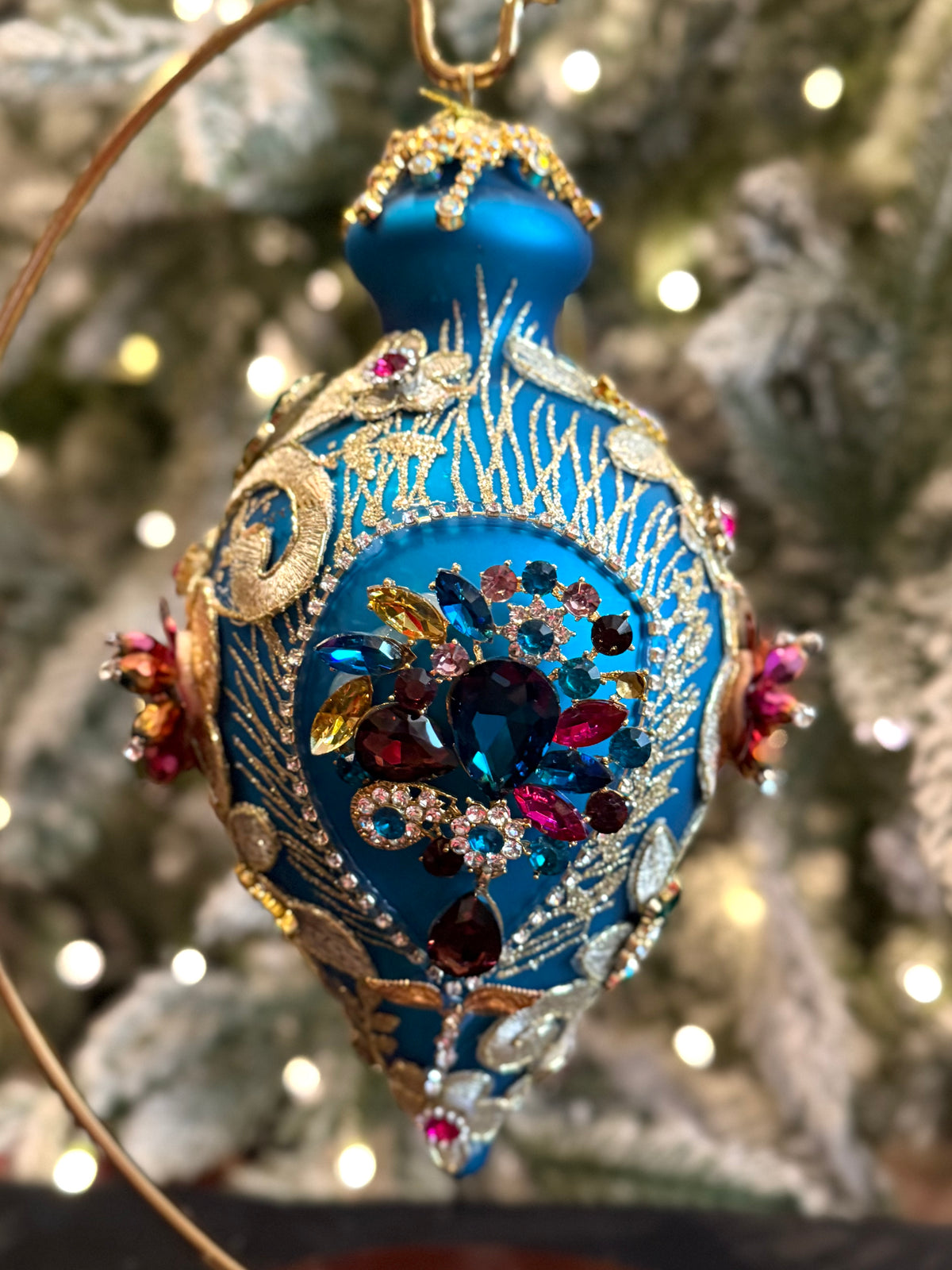 MARK ROBERTS - Teal Kings Jewel Fancy Finial Ornament 36-61506
