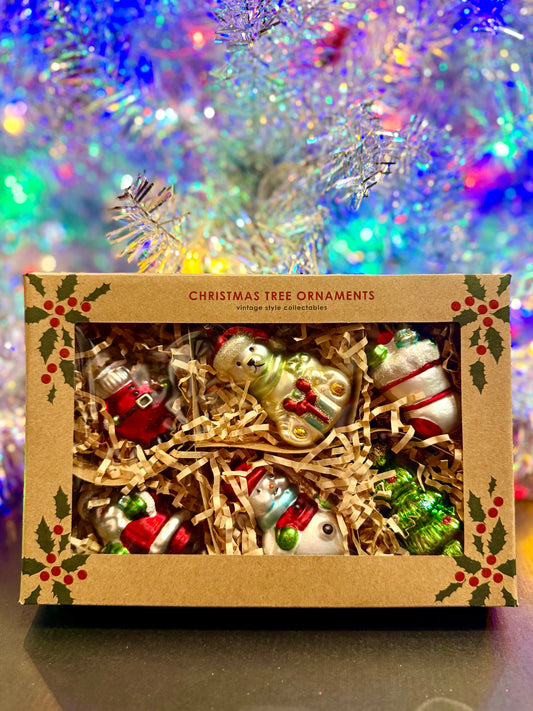 BOX OF 6 VINTAGE STYLE ICONIC 3 INCH ORNAMENTS 4519170