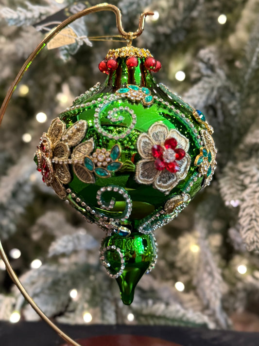 MARK ROBERTS - Green Kings Jewel Extra Fancy Finial Ornament 36-61508