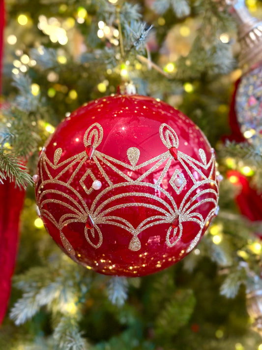 Decorative Hanging Bauble Pearl Red 33002546RE