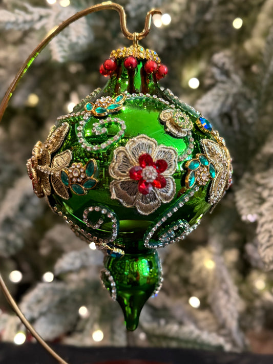 MARK ROBERTS - Green Kings Jewel Extra Fancy Finial Ornament 36-61508