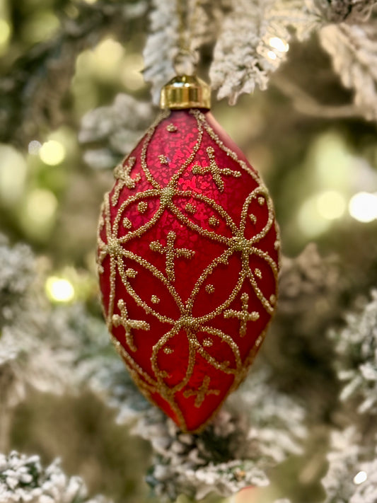 BURGUNDY EMBELLISHED DROP BAUBLE EXR034