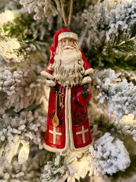 JIM SHORE HWC DANISH SANTA ORNAMENT 6001510
