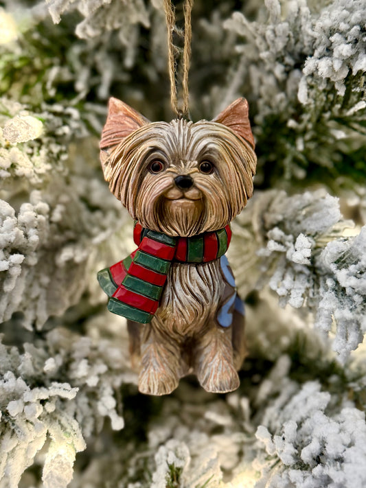 JIM SHORE HWC - CHRISMTAS YORKIE HANGING ORNAMENT 6017528