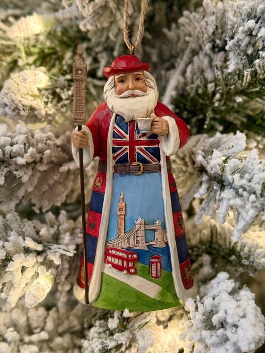 JIM SHORE HWC BRITISH SANTA HANGING ORNAMENT 6001509