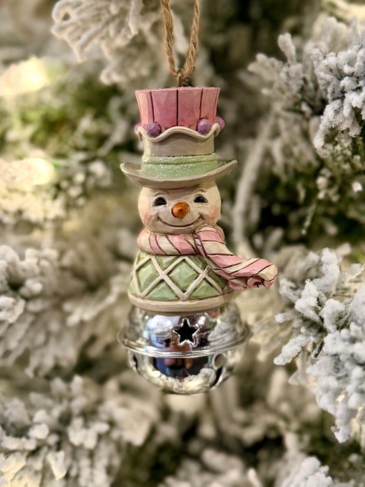 JIM SHORE HWC - HEARTWOOD SWEETS SNOWMAN BELL HANGING ORNAMENT 6017027