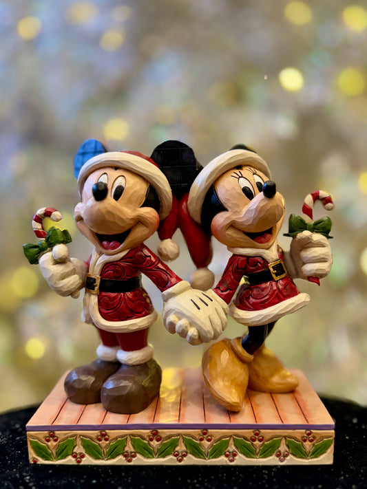 JIM SHORE DISNEY TRADITIONS MICKEY & MINNIE WITH CANDY CANES 6016882