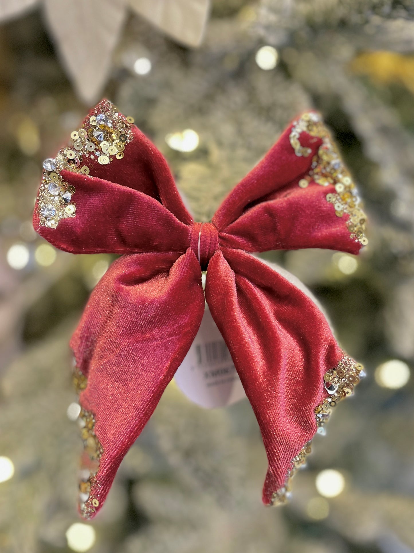 Embelished Bow w/Clip 15x15cm Dark Pink/Gold XM0673