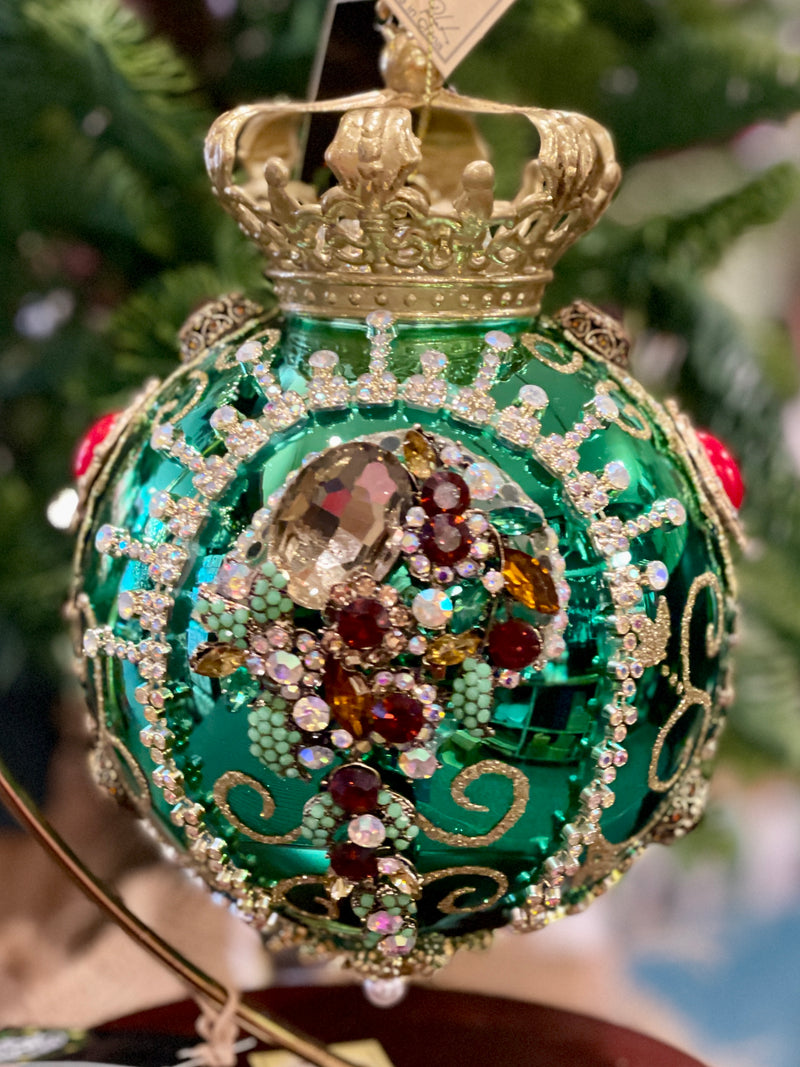 MARK ROBERTS CROWN JEWELS ORNAMENT - TURQUOISE SHINY 7INCH ROUND 36-54280