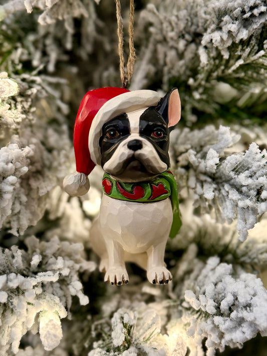 JIM SHORE HWC - CHRISTMAS FRENCH BULLDOG HANGING ORNAMENT 6017527