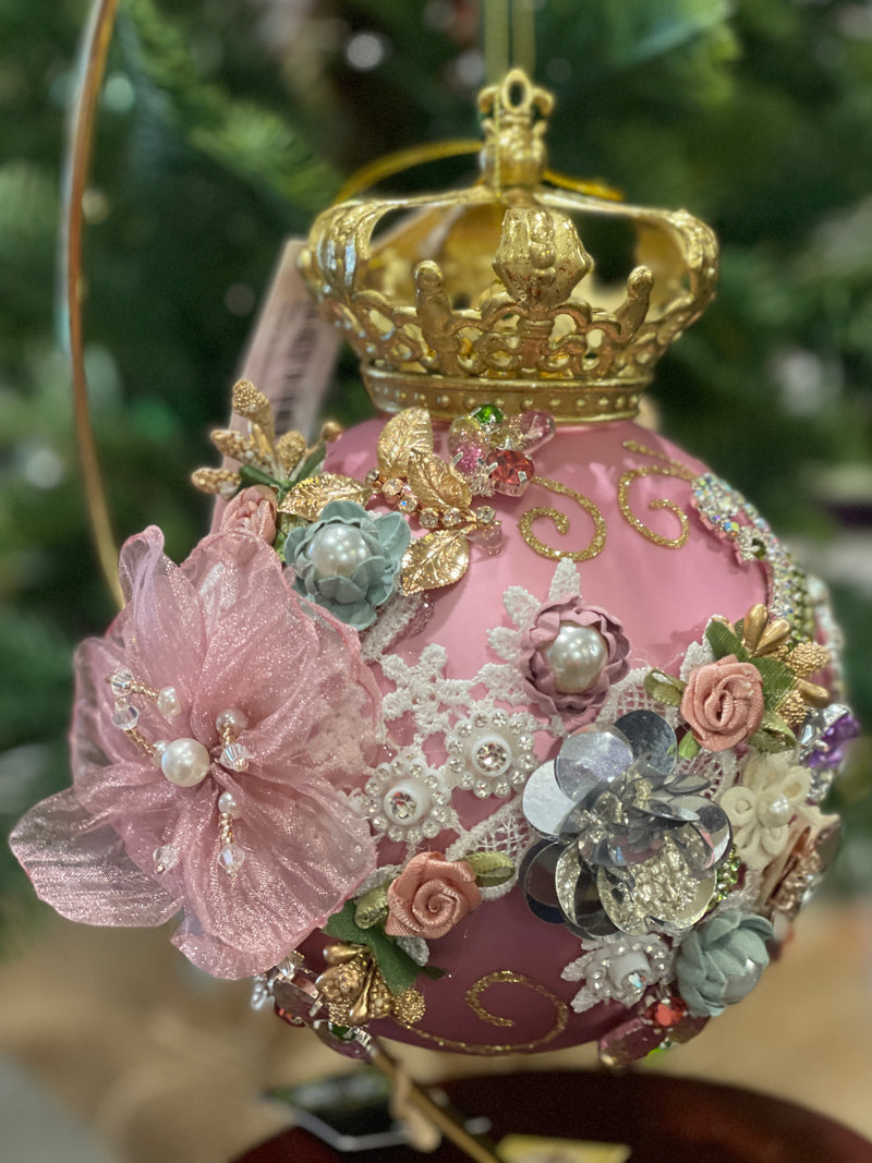 MARK ROBERTS CROWN JEWELS ORNAMENT - MAUVE/PURPLE ROUND 7 INCH 36-54276